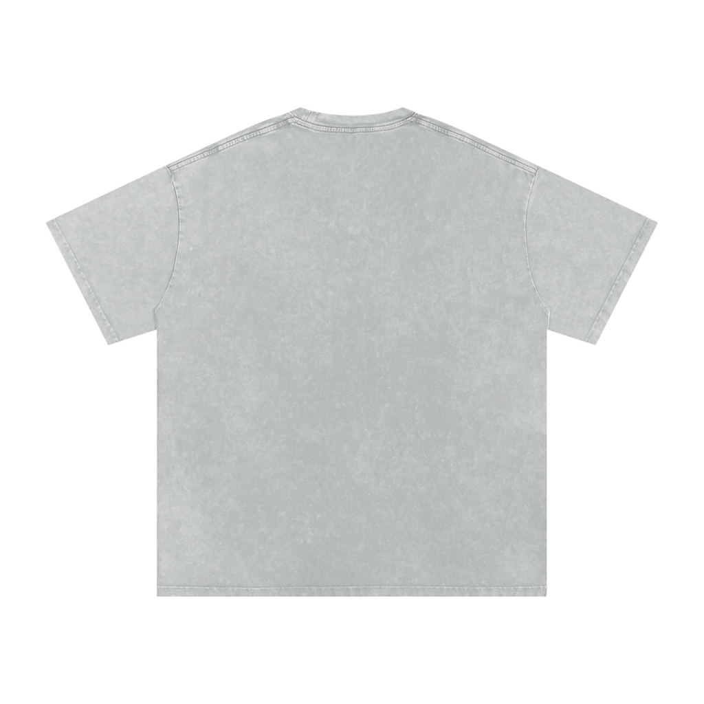 The Hill Skully - Light Grey Snow Washed Oversized Cotton T-Shirt