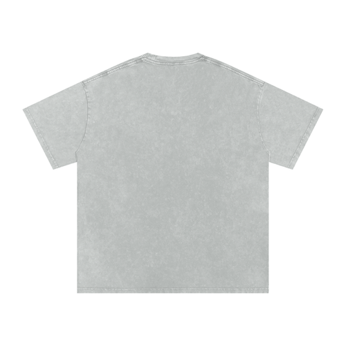 The Hill Skully - Light Grey Snow Washed Oversized Cotton T-Shirt