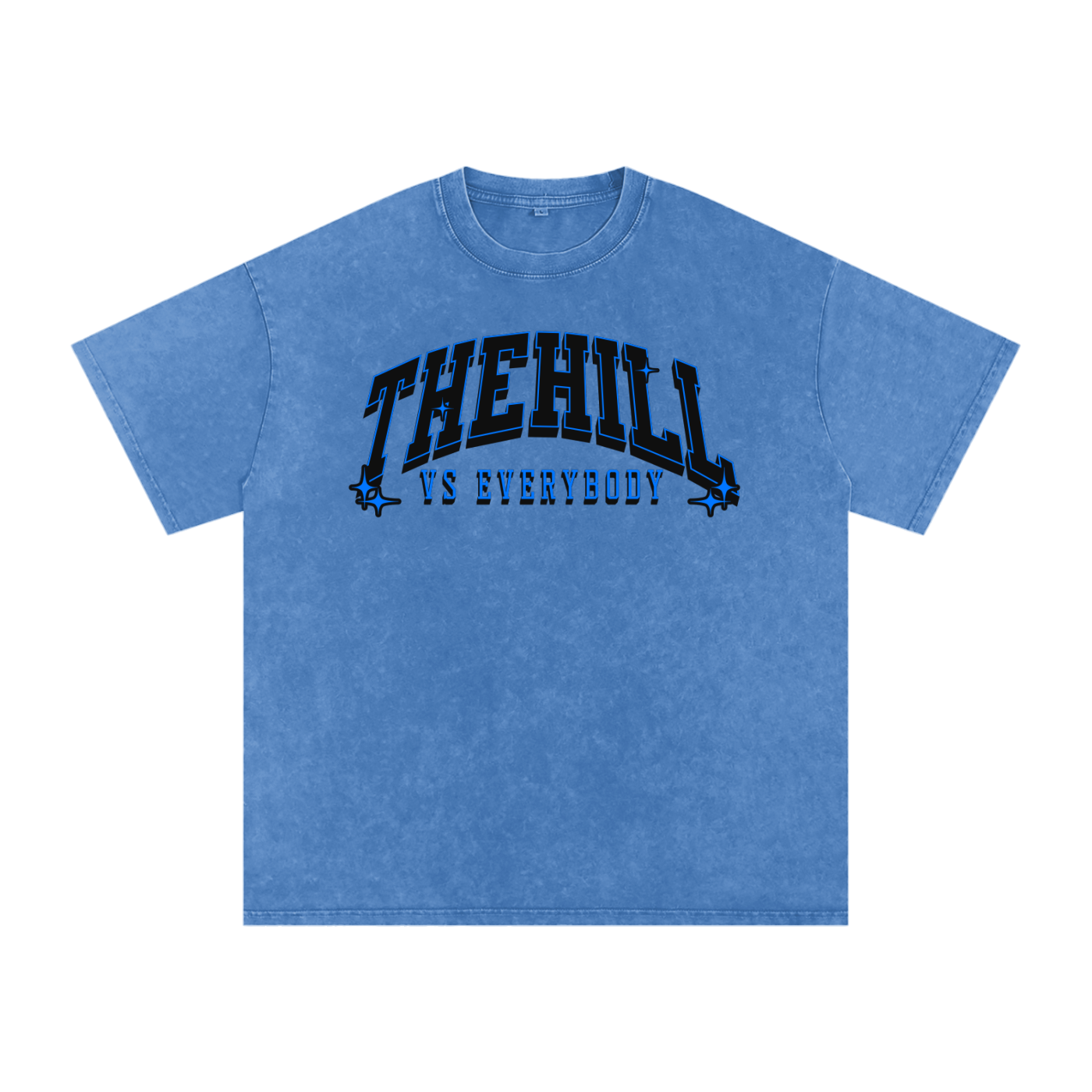 The Hill United - Blue Snow Washed Oversized Cotton T-Shirt