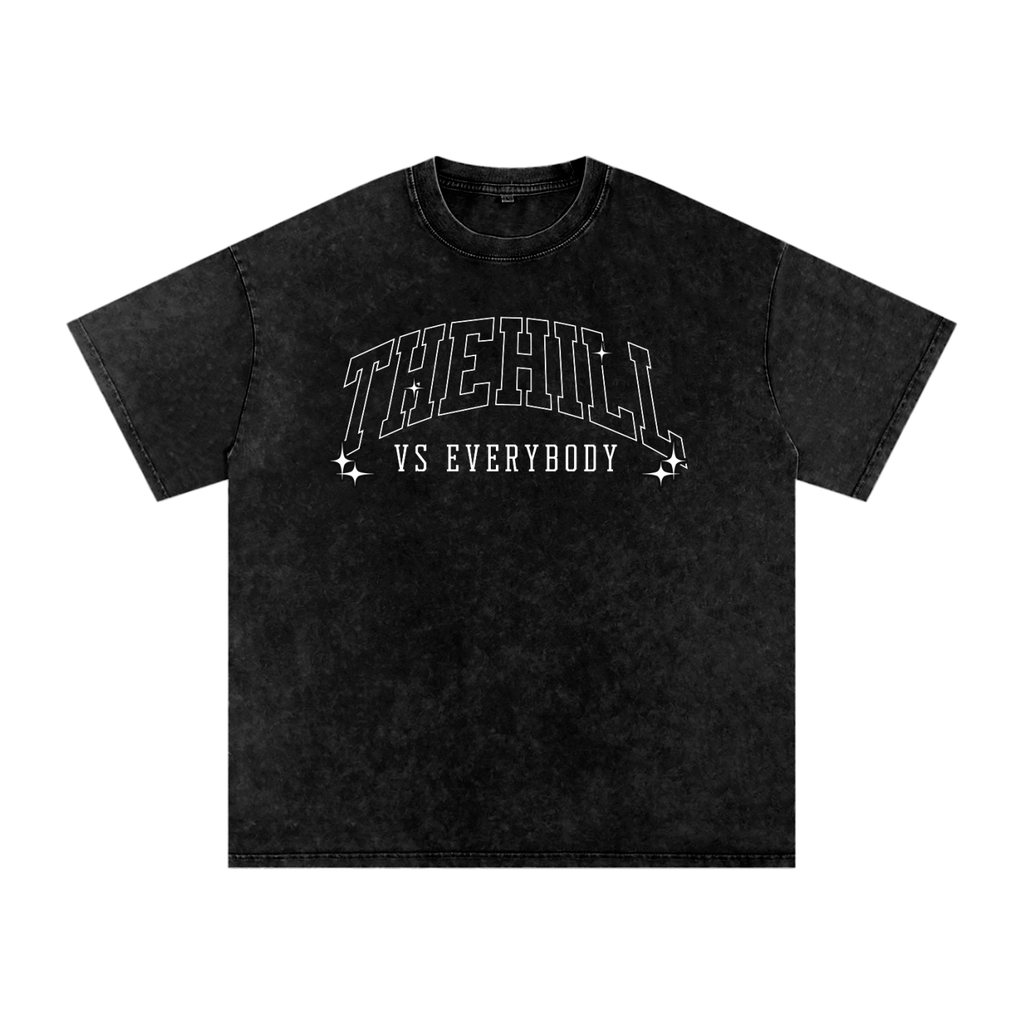 The Hill United - Black Snow Washed Oversized Cotton T-Shirt