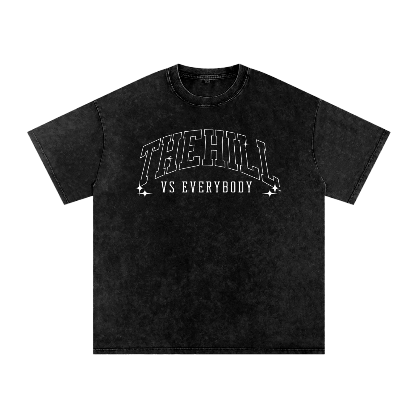The Hill United - Black Snow Washed Oversized Cotton T-Shirt