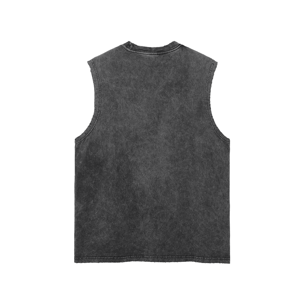 The Hill Versus 2026 - Grey Snow Washed Frayed Hem Tank Top