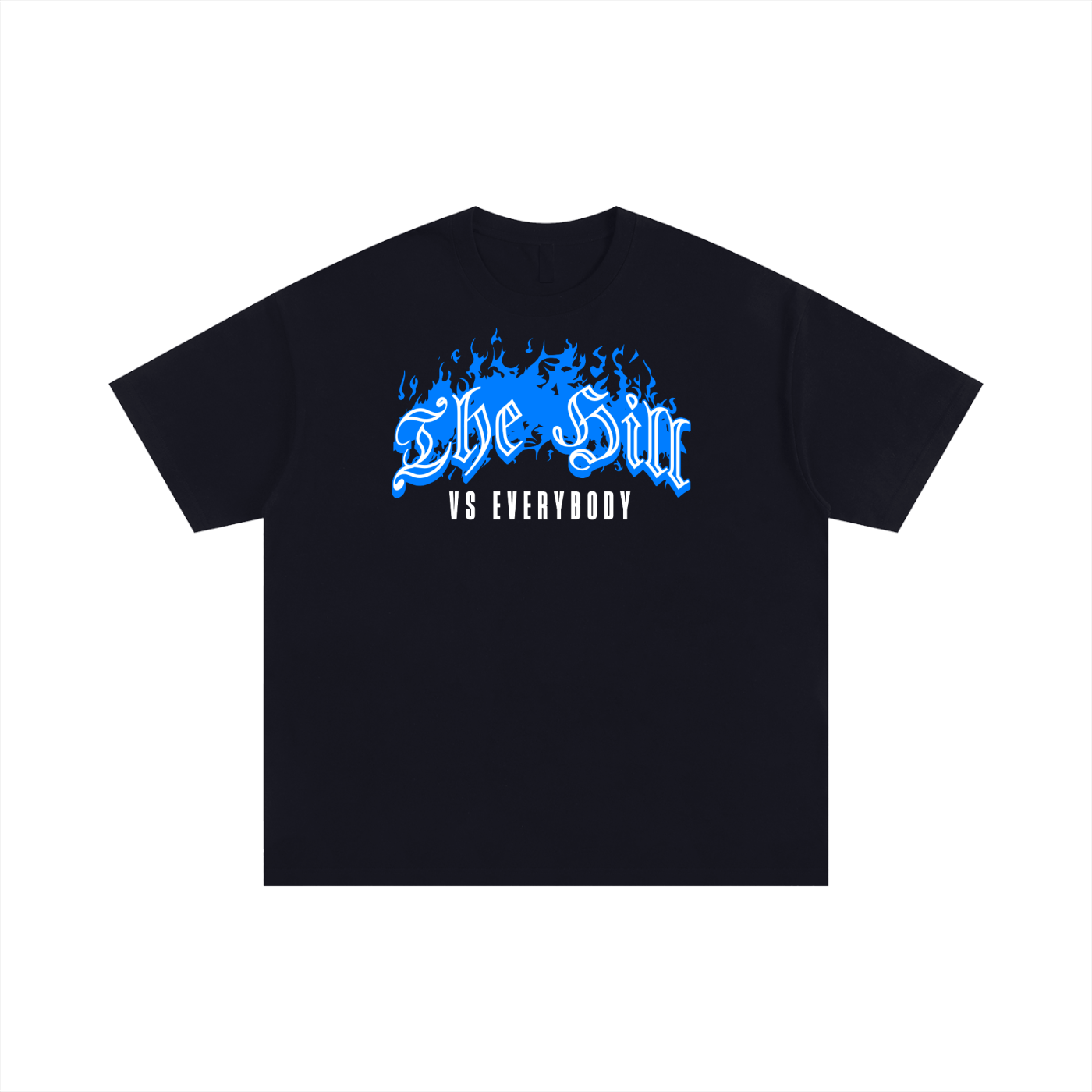 The Hill Blue Flame - Black Unisex Oversized Cotton T-Shirt